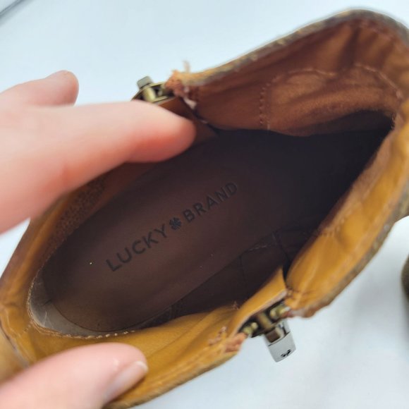 Lucky Brand Booties Womens 6.5 Suede Leather Ankle Boots Brown Distressed - Picture 10 of 11